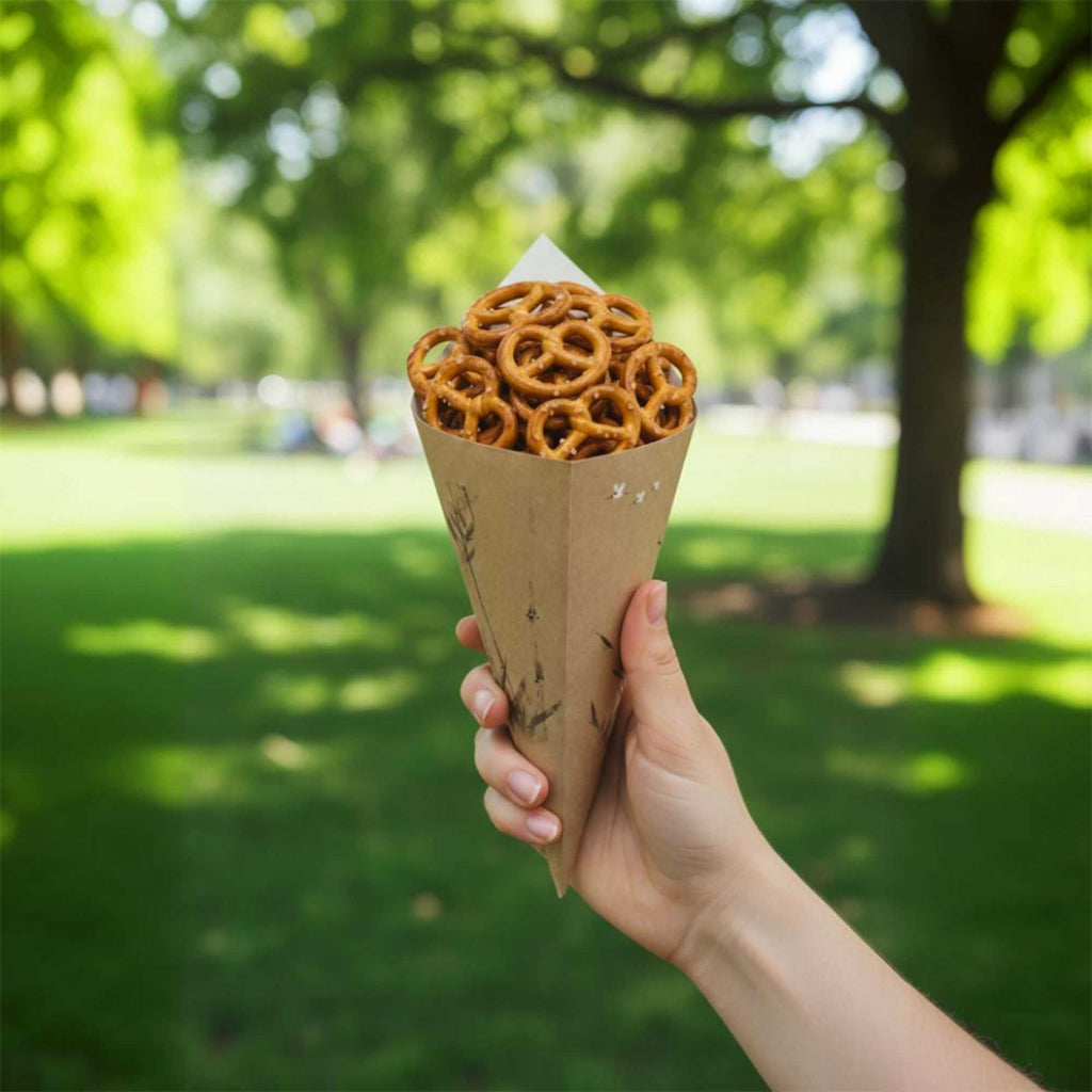 Cone Tek Bamboo Print Paper Food Cone - 9 1/2" x 4 1/2" - 100 count box