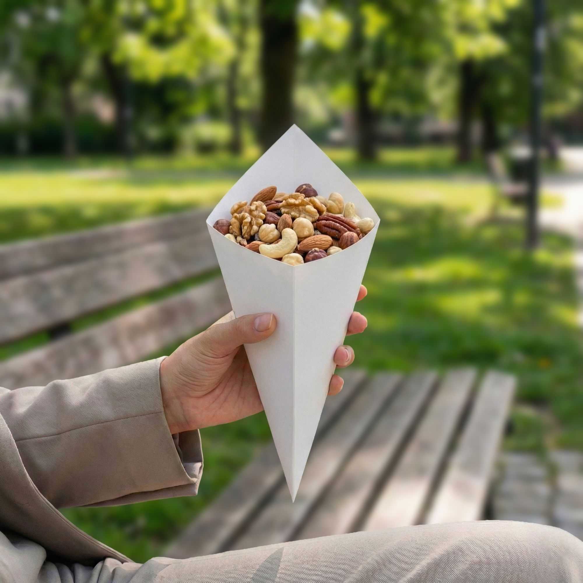 Cone Tek White Paper Food Cone - 11 1/2" x 5 1/2" - 100 count box