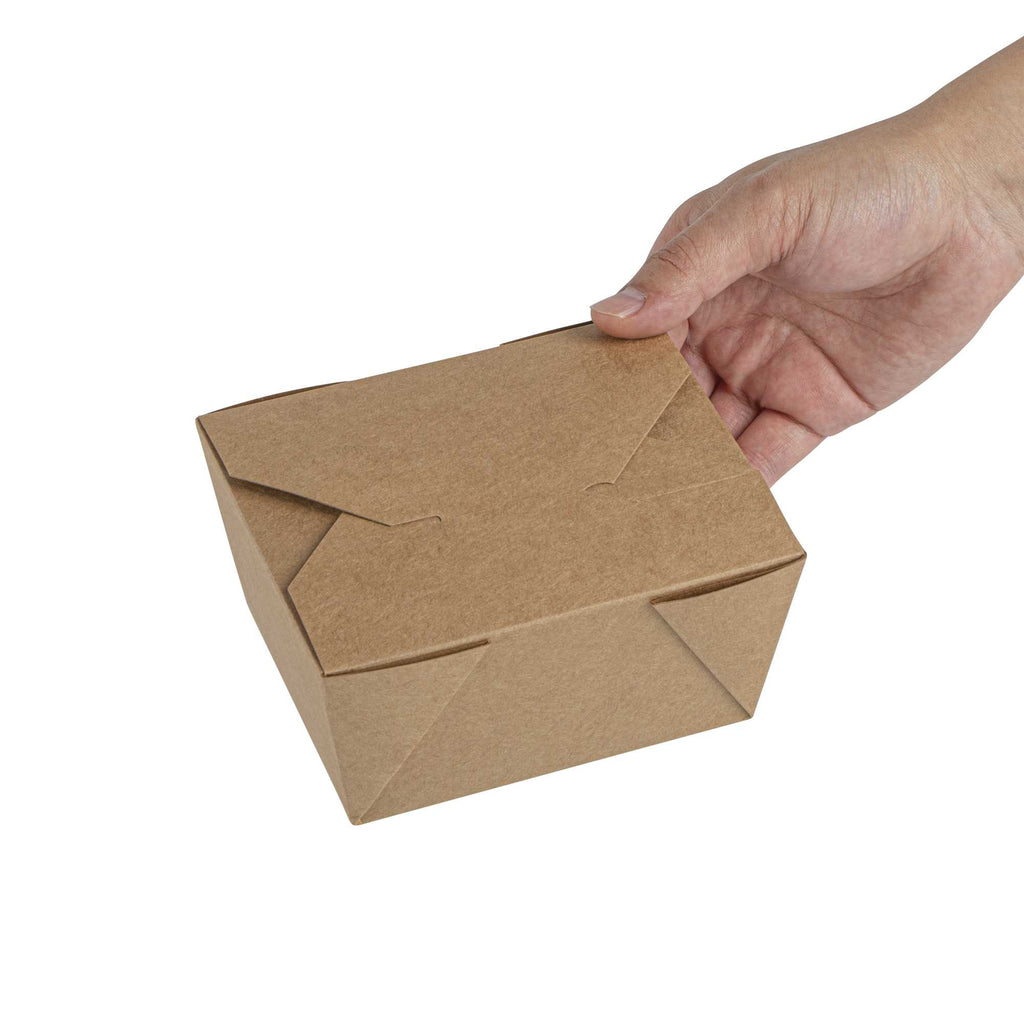 Bio Tek 30 oz Rectangle Kraft Paper #1 Bio Box Take Out Container - 5" x 4" x 2 1/2" - 200 count box