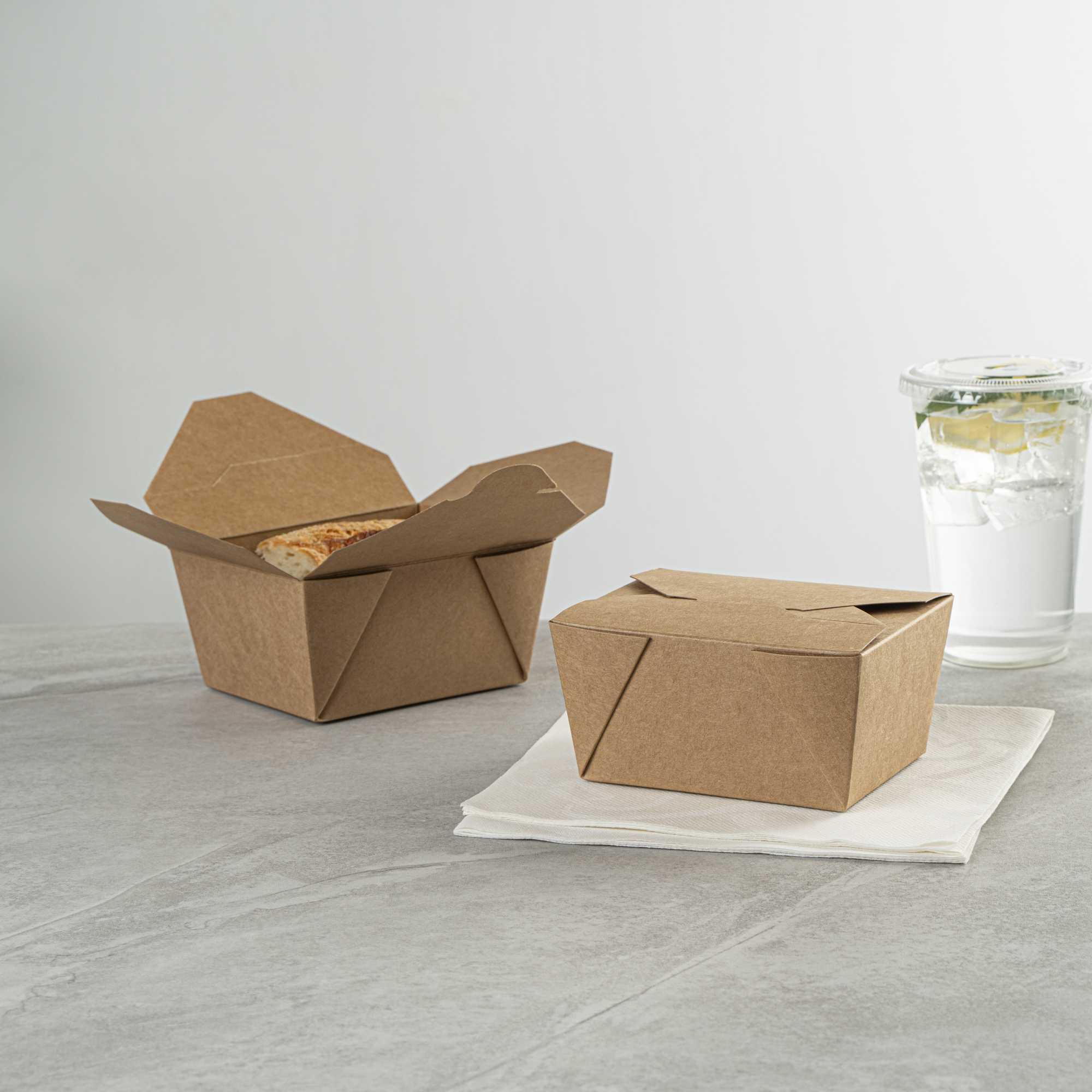 Bio Tek 30 oz Rectangle Kraft Paper #1 Bio Box Take Out Container - 5" x 4" x 2 1/2" - 200 count box