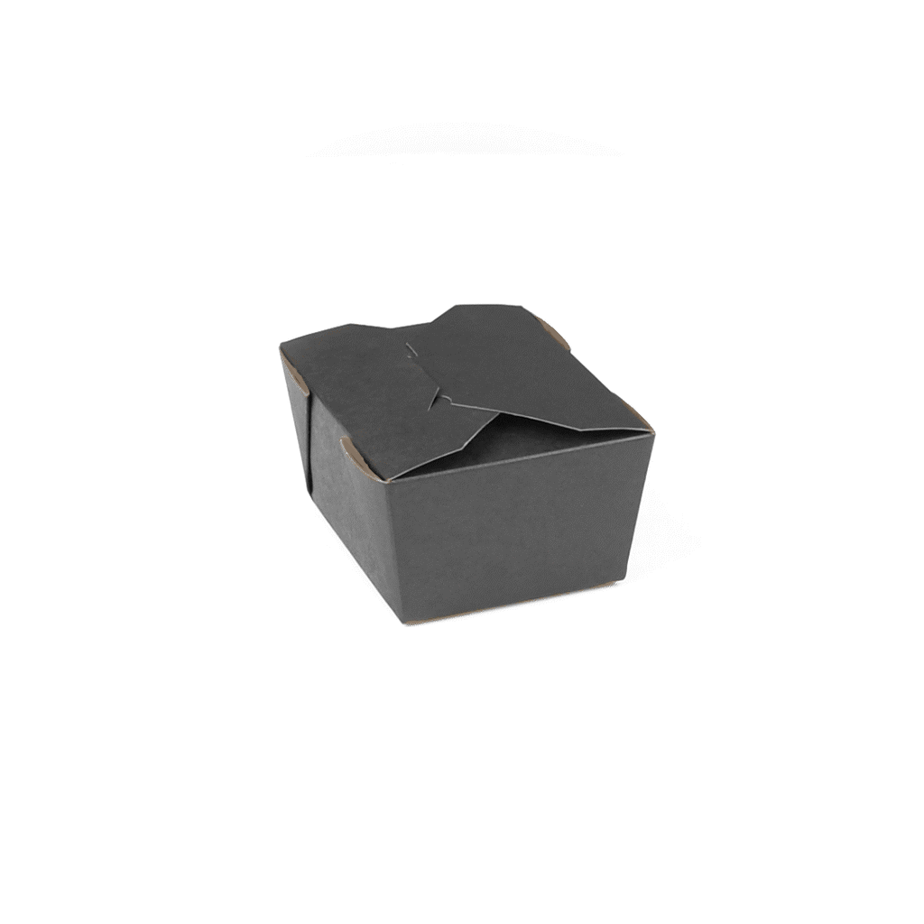 Bio Tek 30 oz Rectangle Black Paper #1 Bio Box Take Out Container - 5" x 4" x 2 1/2" - 200 count box