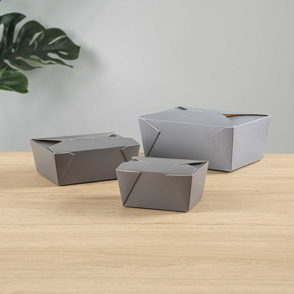 Bio Tek 30 oz Rectangle Gray Paper #1 Bio Box Take Out Container - 5" x 4" x 2 1/2" - 200 count box