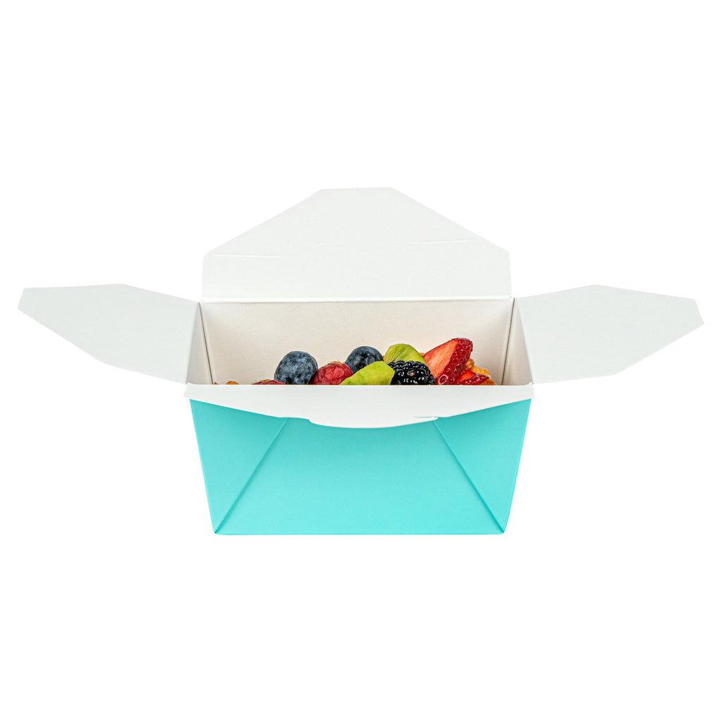 Bio Tek 30 oz Rectangle Turquoise Paper #1 Bio Box Take Out Container - 5" x 4" x 2 1/2" - 200 count box
