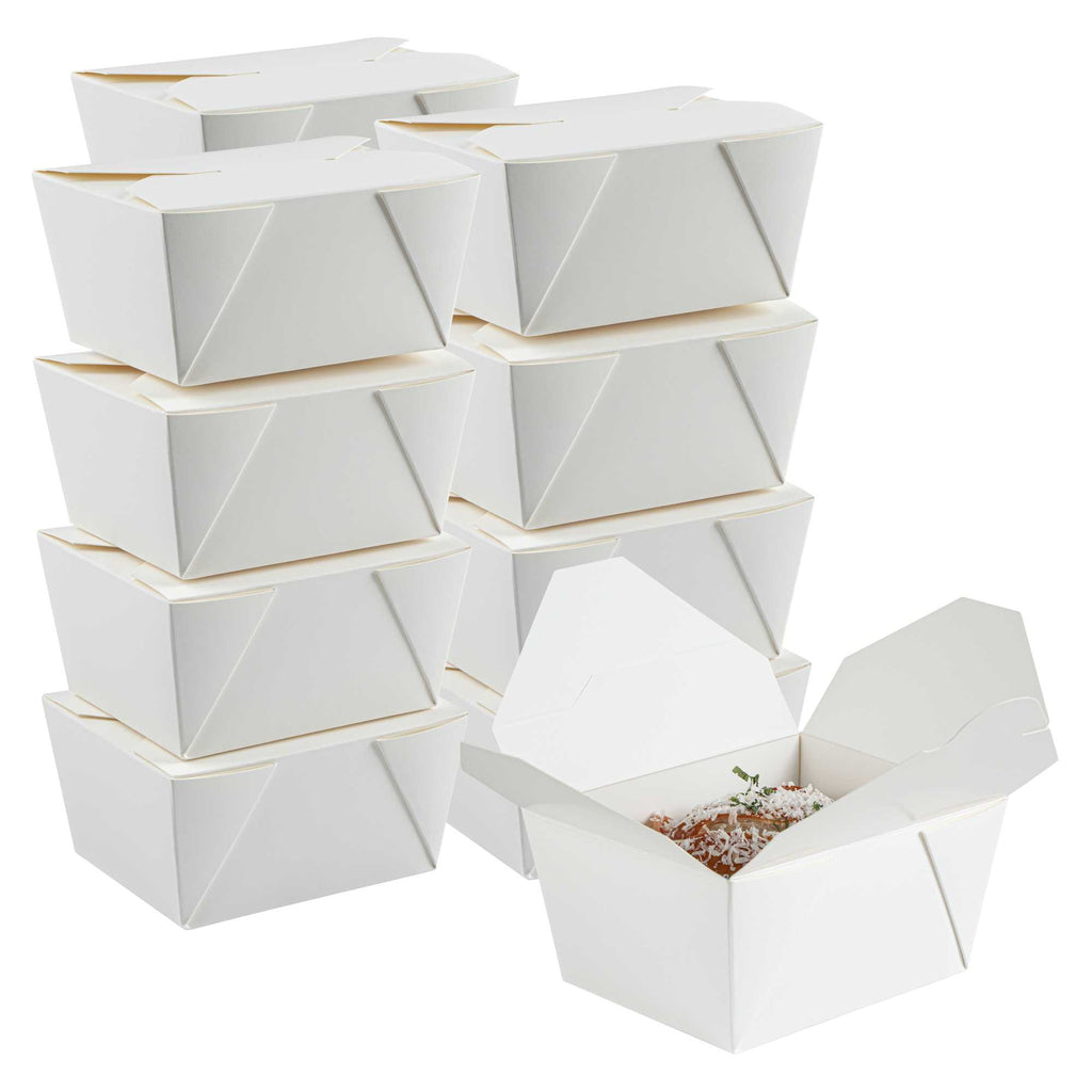 Bio Tek 30 oz Rectangle White Paper #1 Bio Box Take Out Container - 5" x 4" x 2 1/2" - 200 count box