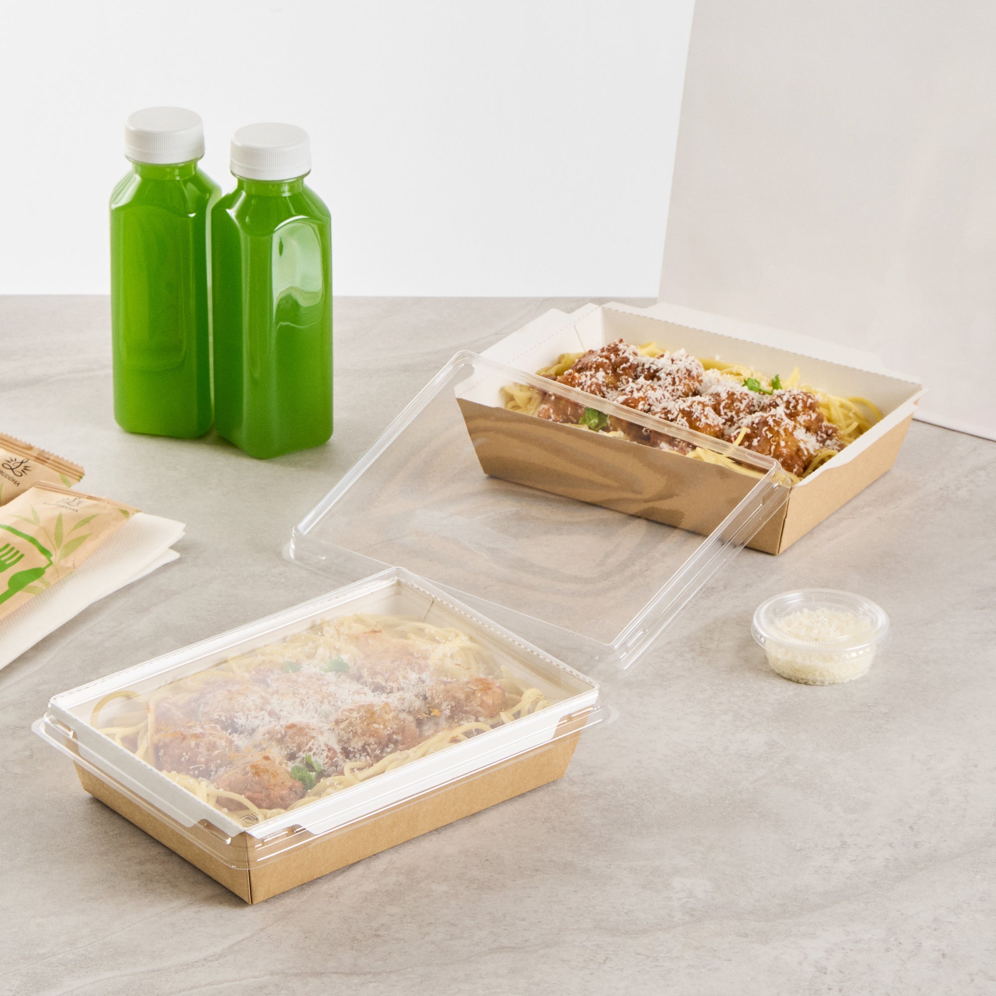 Cafe Vision Rectangle Clear Plastic Lid - Fits Medium Click Lock Container - 200 count box
