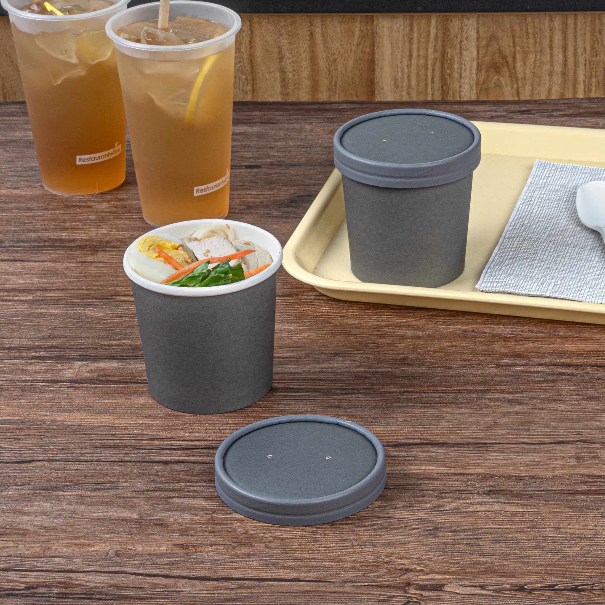 Bio Tek Round Gray Paper Soup Container Lid - Fits 12 oz - 200 count box