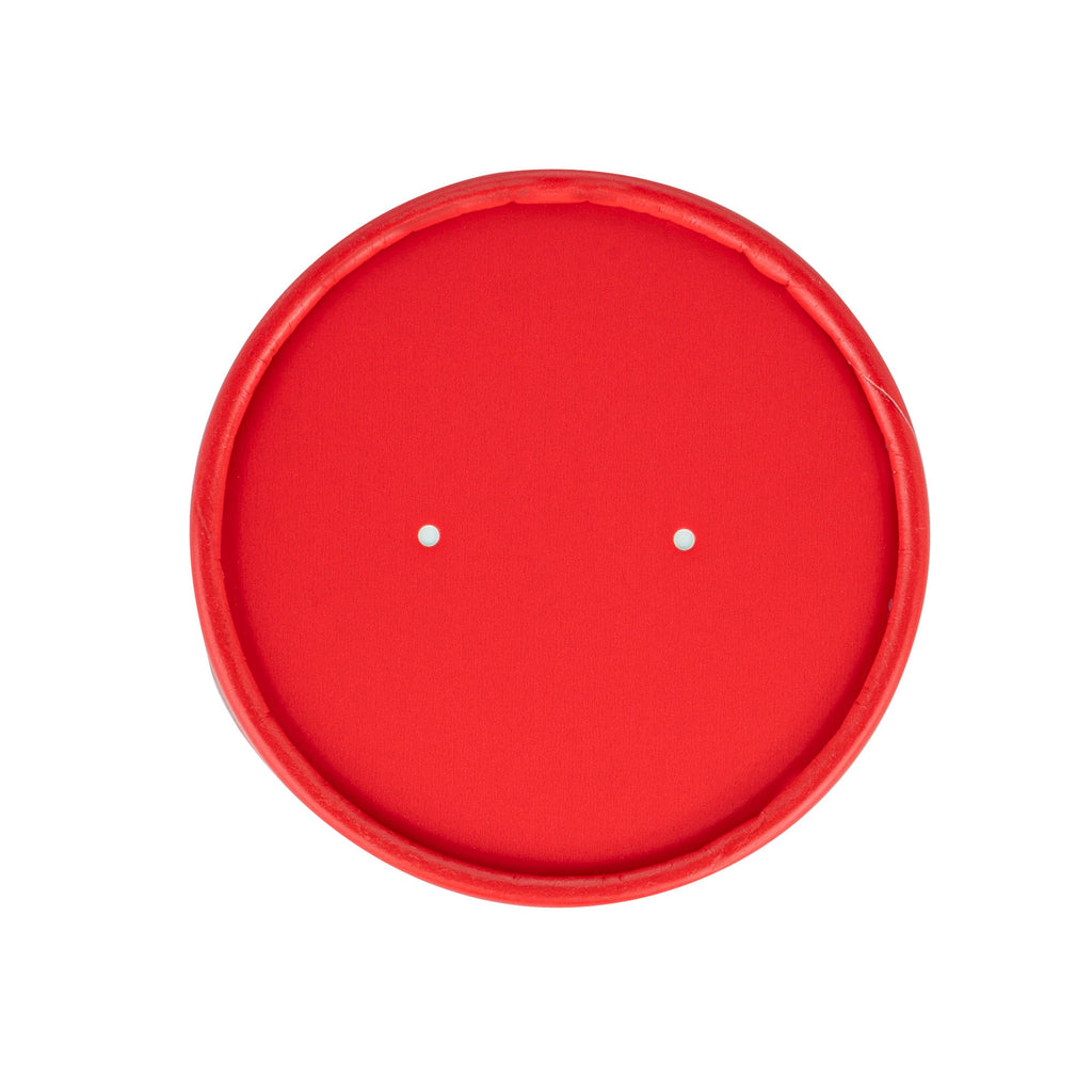 Bio Tek Round Red Paper Soup Container Lid - Fits 12 oz - 200 count box