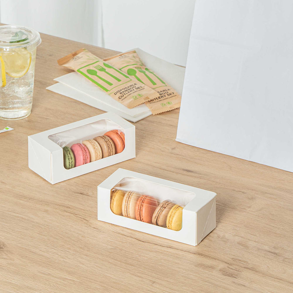 Cafe Vision 13 oz Rectangle White Paper Small Take Out Container - 6" x 2 1/2" x 2" - 200 count box