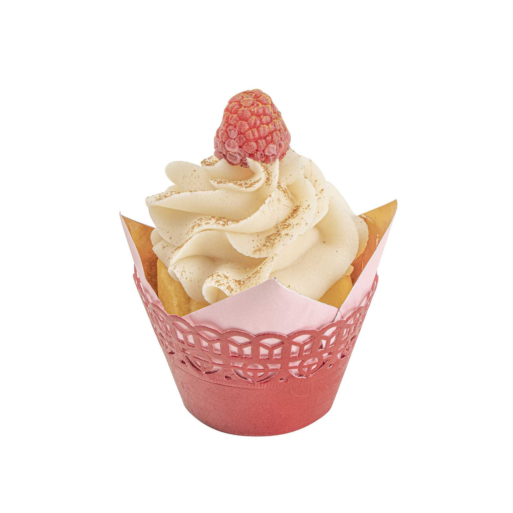 Bellissimo Round Cherry Red Paper Cupcake Wrap - 2 1/4" x 2 1/4" x 2" - 200 count box