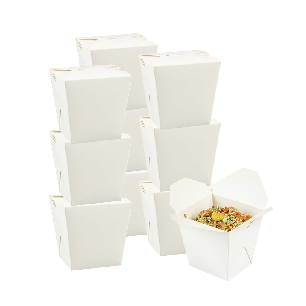 Bio Tek 26 oz Square White Paper Noodle Take Out Container - 4" x 3 1/2" x 4" - 200 count box