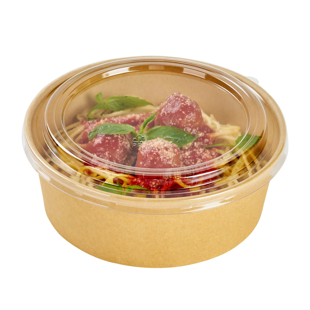 Bio Tek Round Clear Plastic Take Out Container Lid - Fits 44 oz - 200 count box