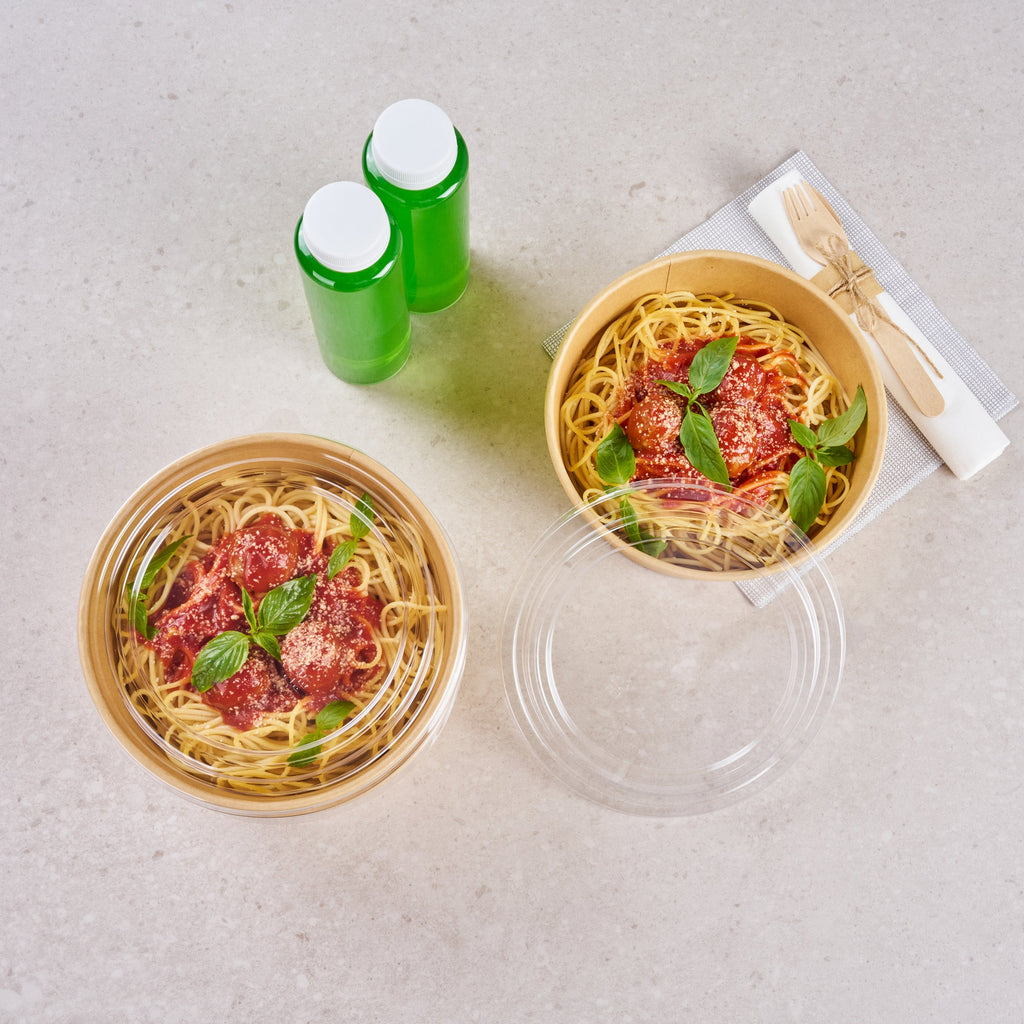 Bio Tek Round Clear Plastic Take Out Container Lid - Fits 44 oz - 200 count box