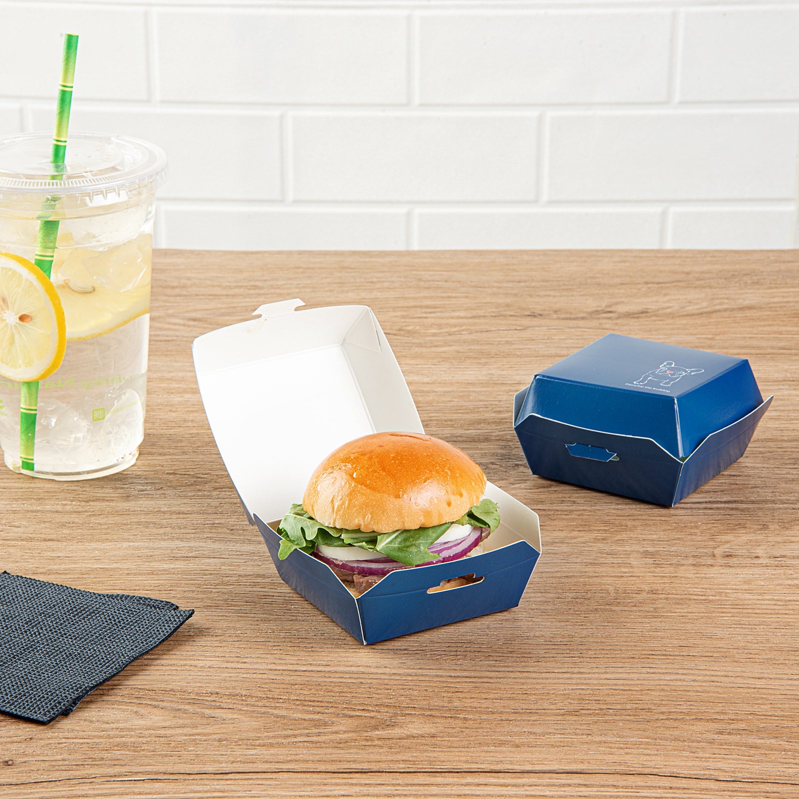 Bio Tek Frenchie Paper Mini Burger Box - 2 3/4" x 2 3/4" x 2" - 100 count box