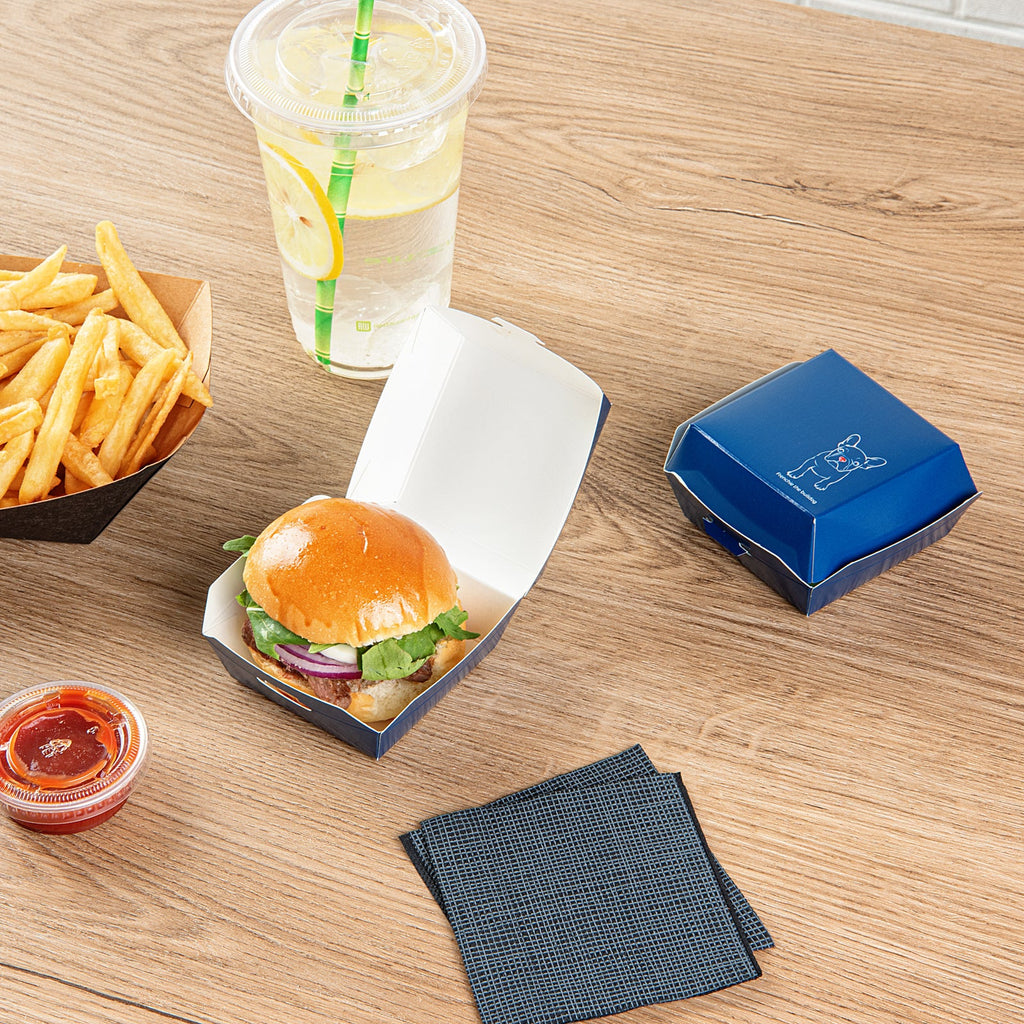 Bio Tek Frenchie Paper Mini Burger Box - 2 3/4" x 2 3/4" x 2" - 100 count box