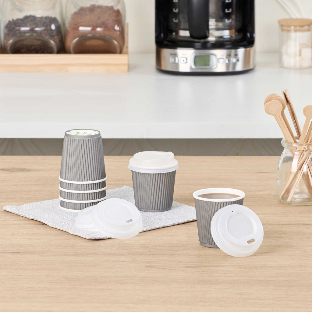 Basic Nature White PLA Plastic Coffee Cup Lid - Fits 4 oz, Compostable - 500 count box