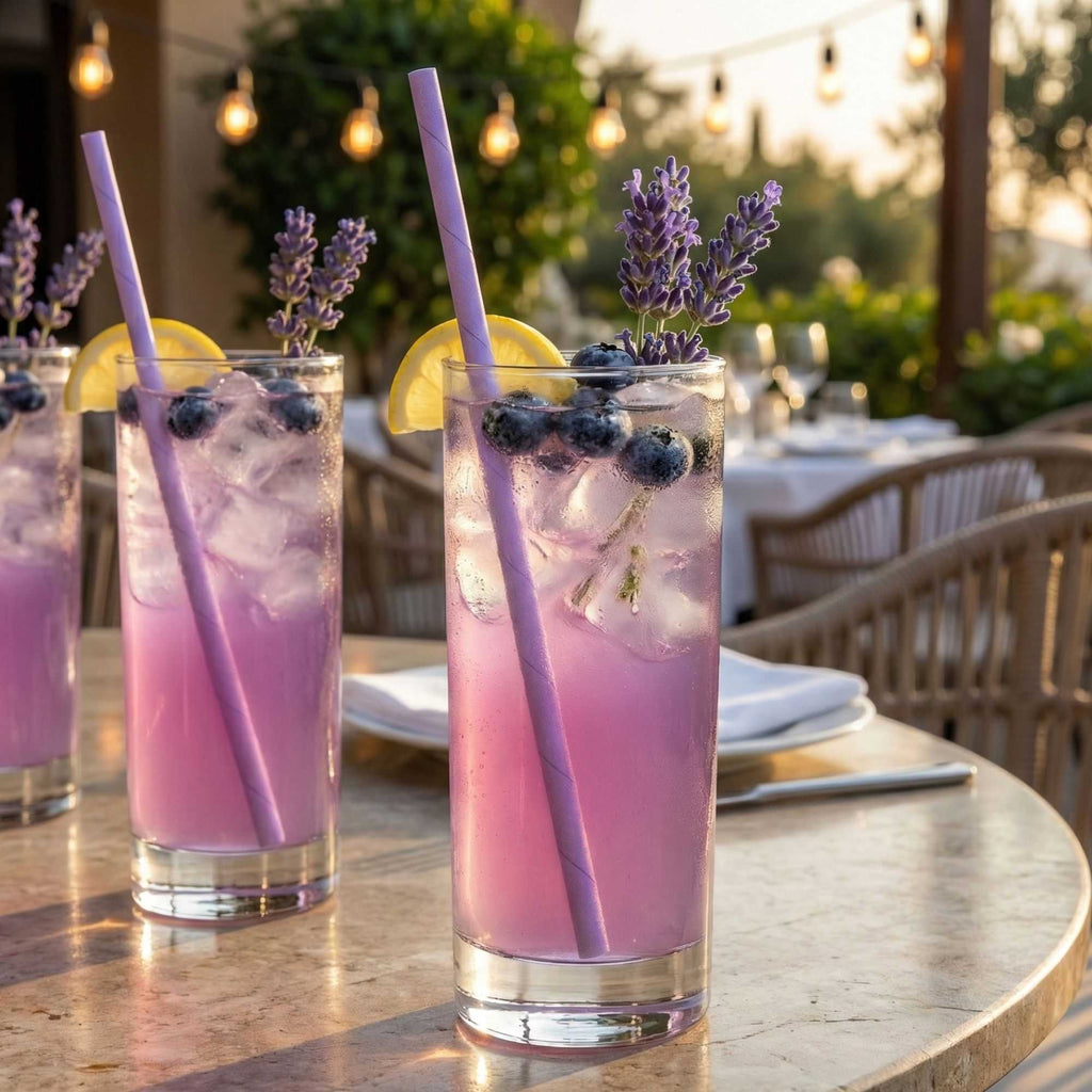Bev Tek Lilac Paper Straw - Biodegradable, 6mm - 7 3/4" - 100 count box