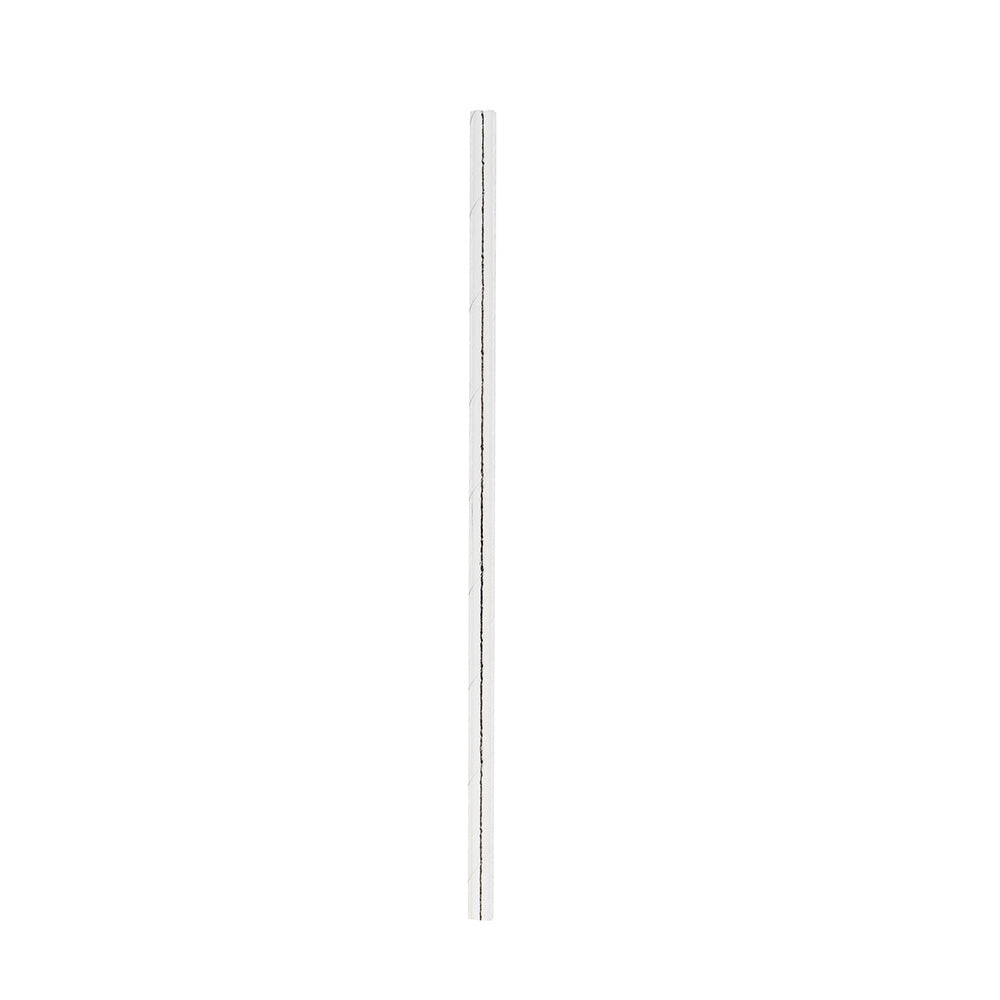 Bev Tek Metallic Silver Paper Straw - 6mm - 7 3/4" - 100 count box