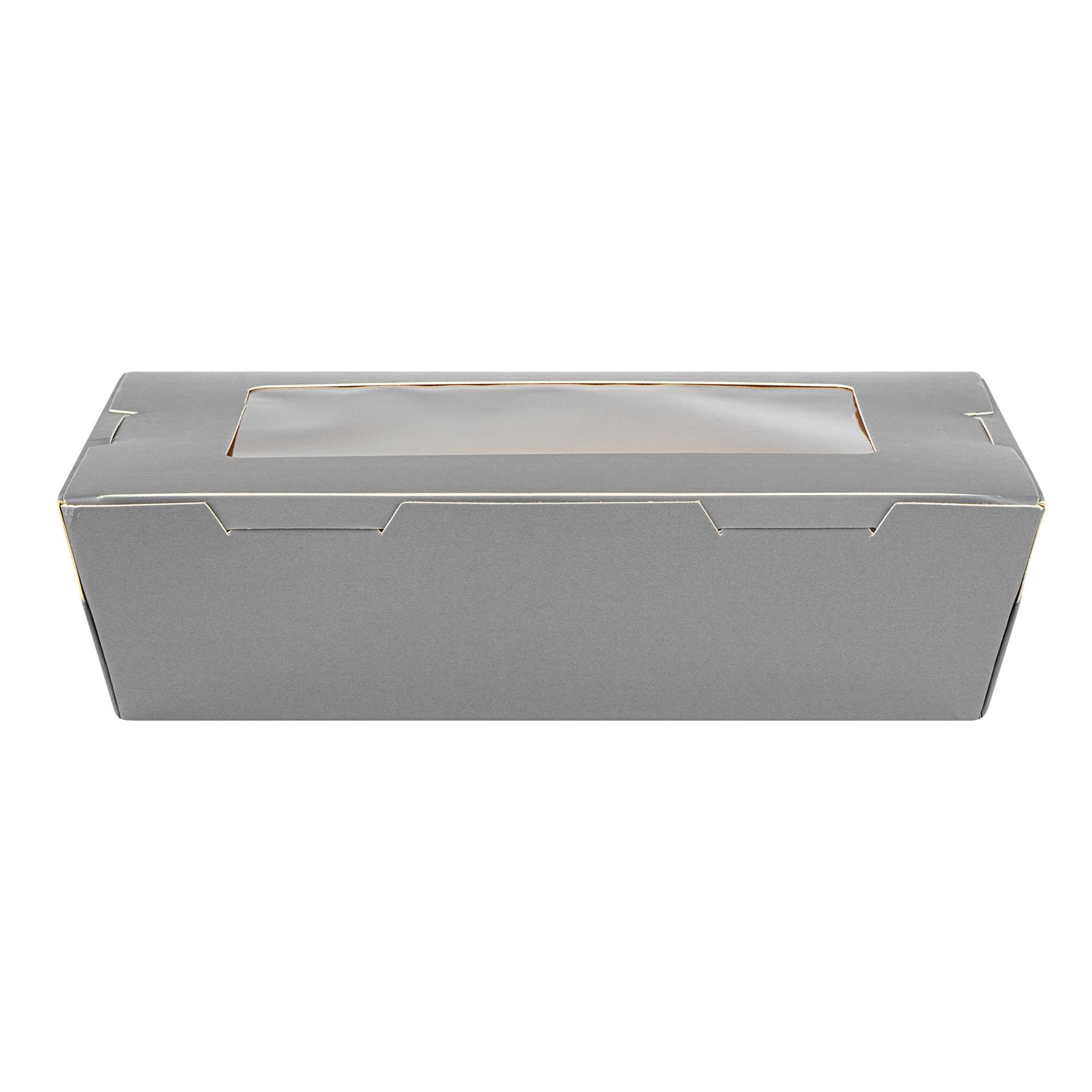 Cafe Vision 42 oz Gray Paper Take Out Container - Hinge Lock - 8" x 5 1/2" x 2" - 200 count box