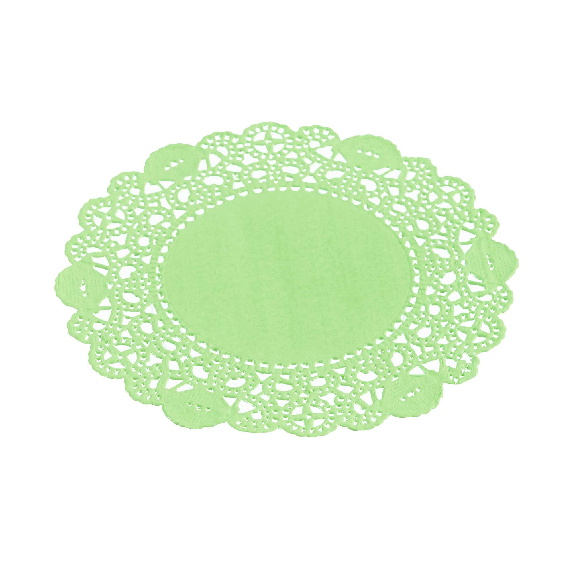 Pastry Tek Round Green Paper Doilies - Lace - 4" x 4" - 100 count box