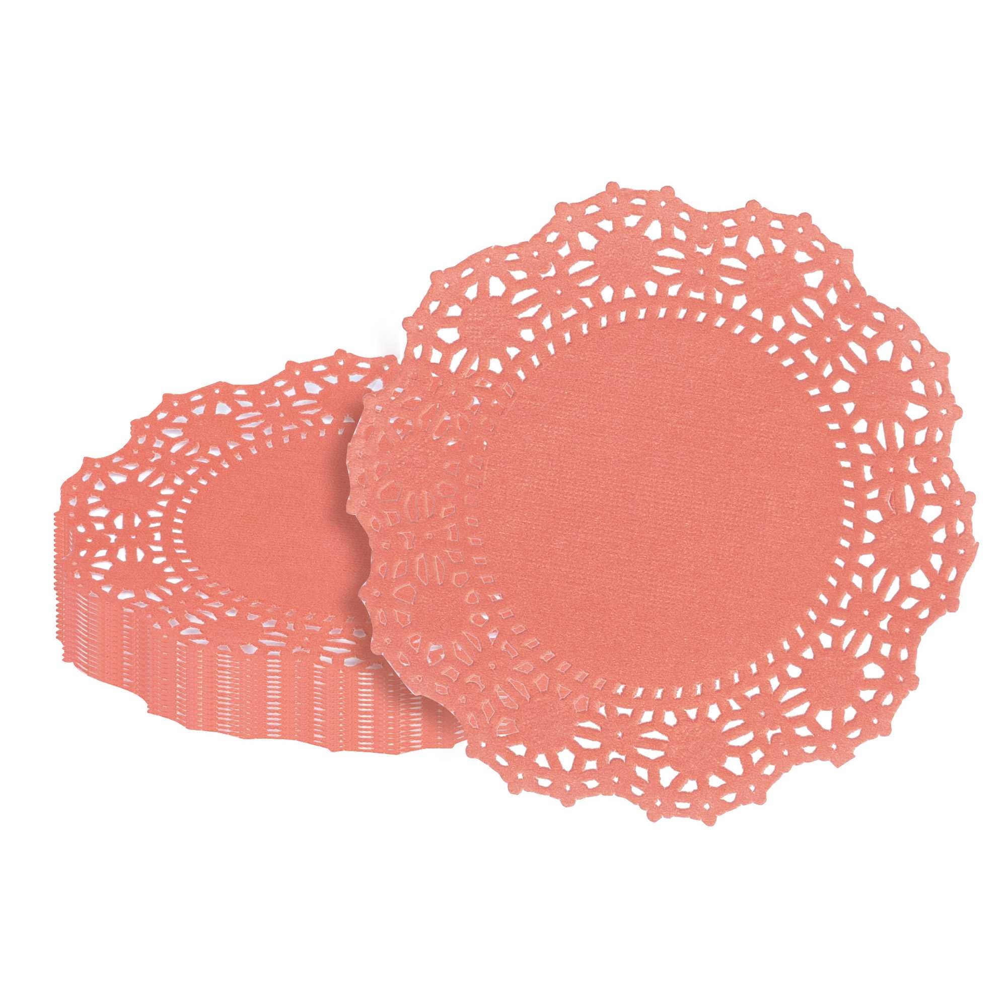 Pastry Tek Round Red Paper Doilies - Lace - 4" x 4" - 4000 count box