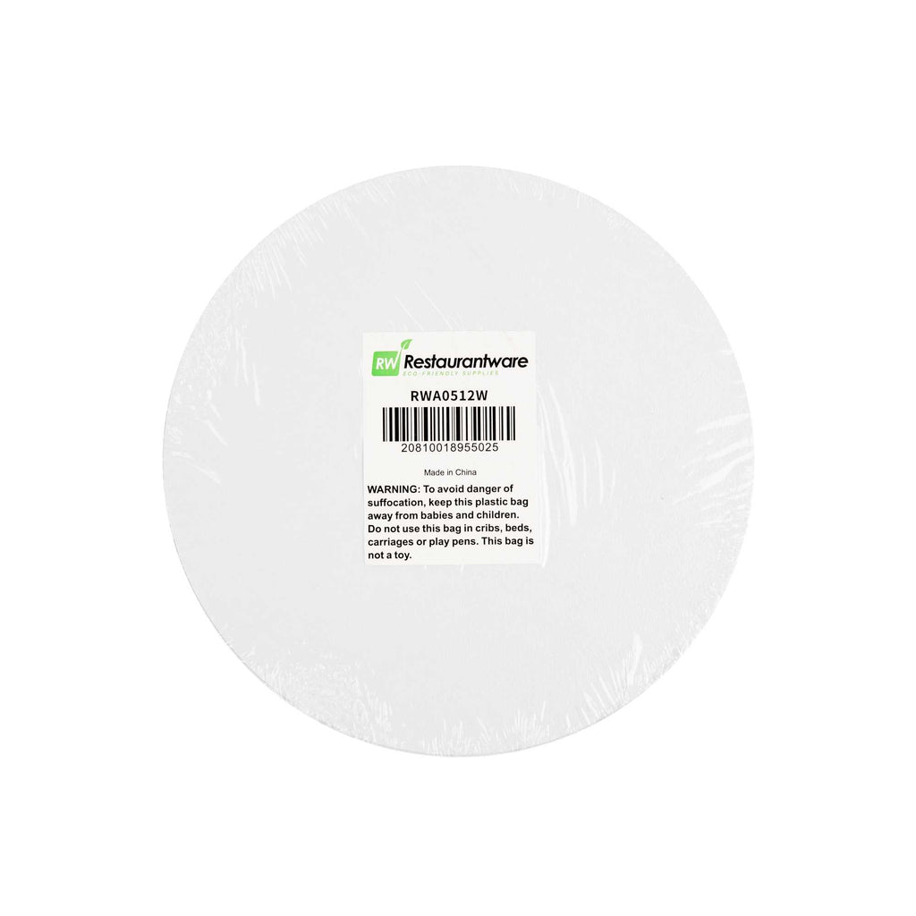 Pastry Tek Round White Cardboard Cake Drum Board - Covered Edge - 8" x 8" x 1/2" - 1 count box