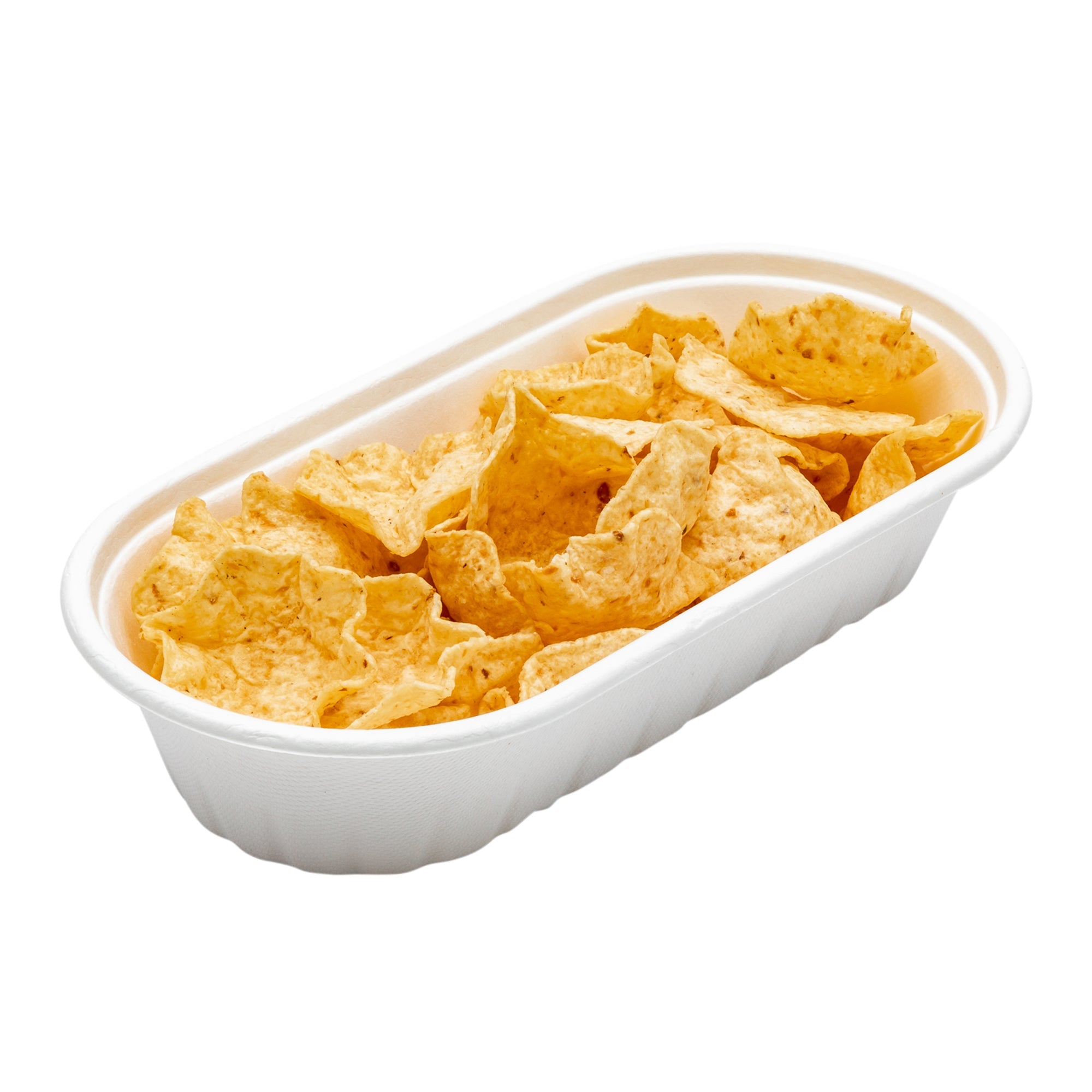 Pulp Tek 27 oz Oval White Sugarcane / Bagasse Take Out Container - 9 1/2" x 4 3/4" x 2" - 100 count box