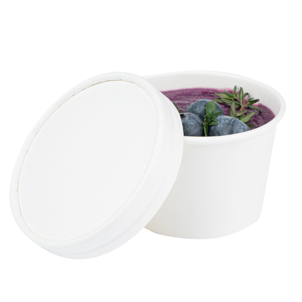 Coppetta Round White Paper To Go Cup Lid - Fits 4 oz - 200 count box