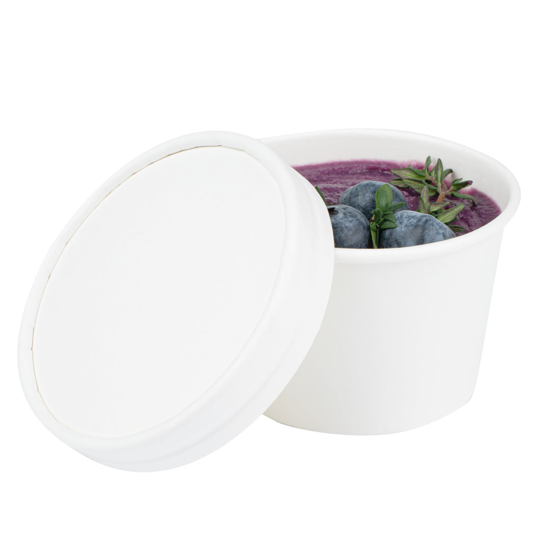 Coppetta Round White Paper To Go Cup Lid - Fits 4 oz - 200 count box