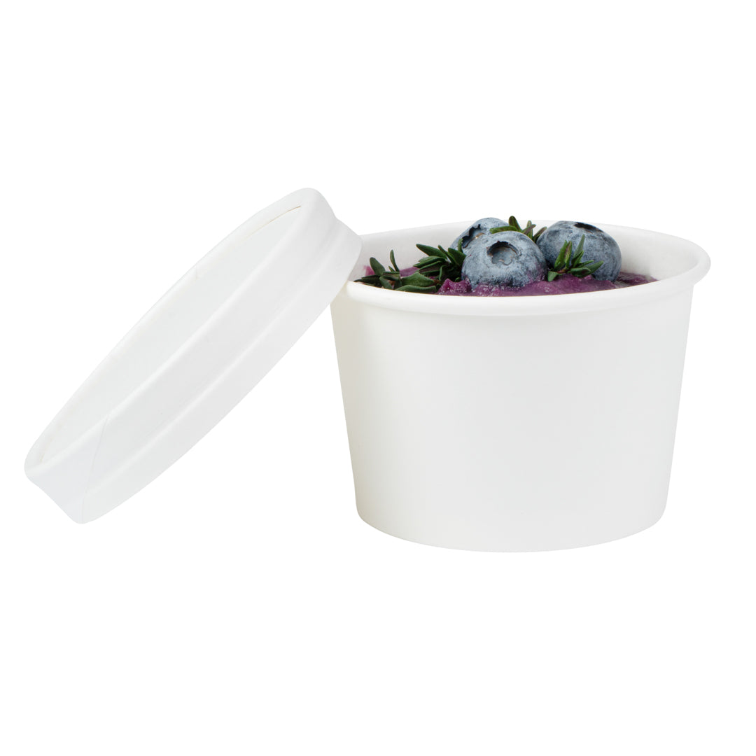 Coppetta Round White Paper To Go Cup Lid - Fits 4 oz - 200 count box