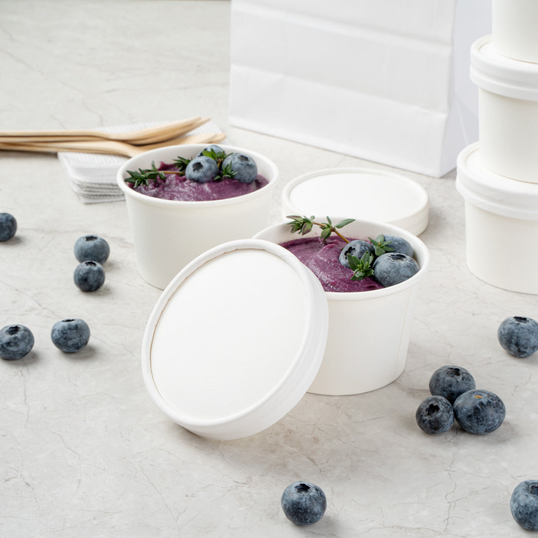 Coppetta Round White Paper To Go Cup Lid - Fits 4 oz - 200 count box