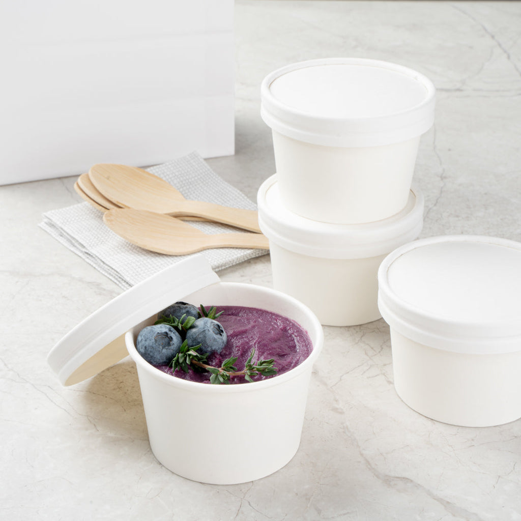 Coppetta Round White Paper To Go Cup Lid - Fits 4 oz - 200 count box