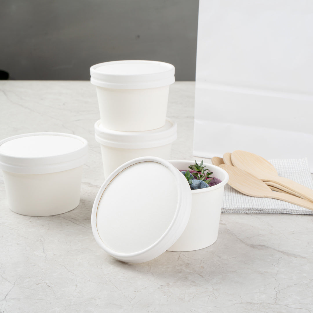 Coppetta Round White Paper To Go Cup Lid - Fits 4 oz - 200 count box