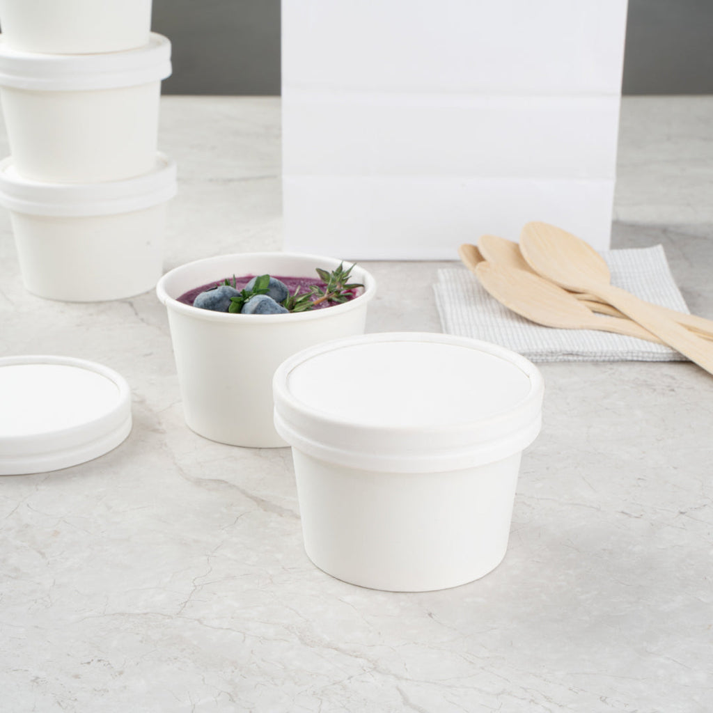 Coppetta Round White Paper To Go Cup Lid - Fits 4 oz - 200 count box
