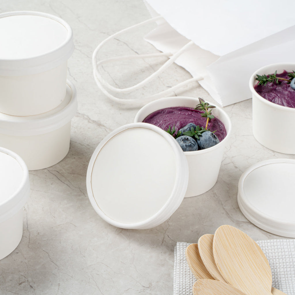 Coppetta Round White Paper To Go Cup Lid - Fits 4 oz - 200 count box
