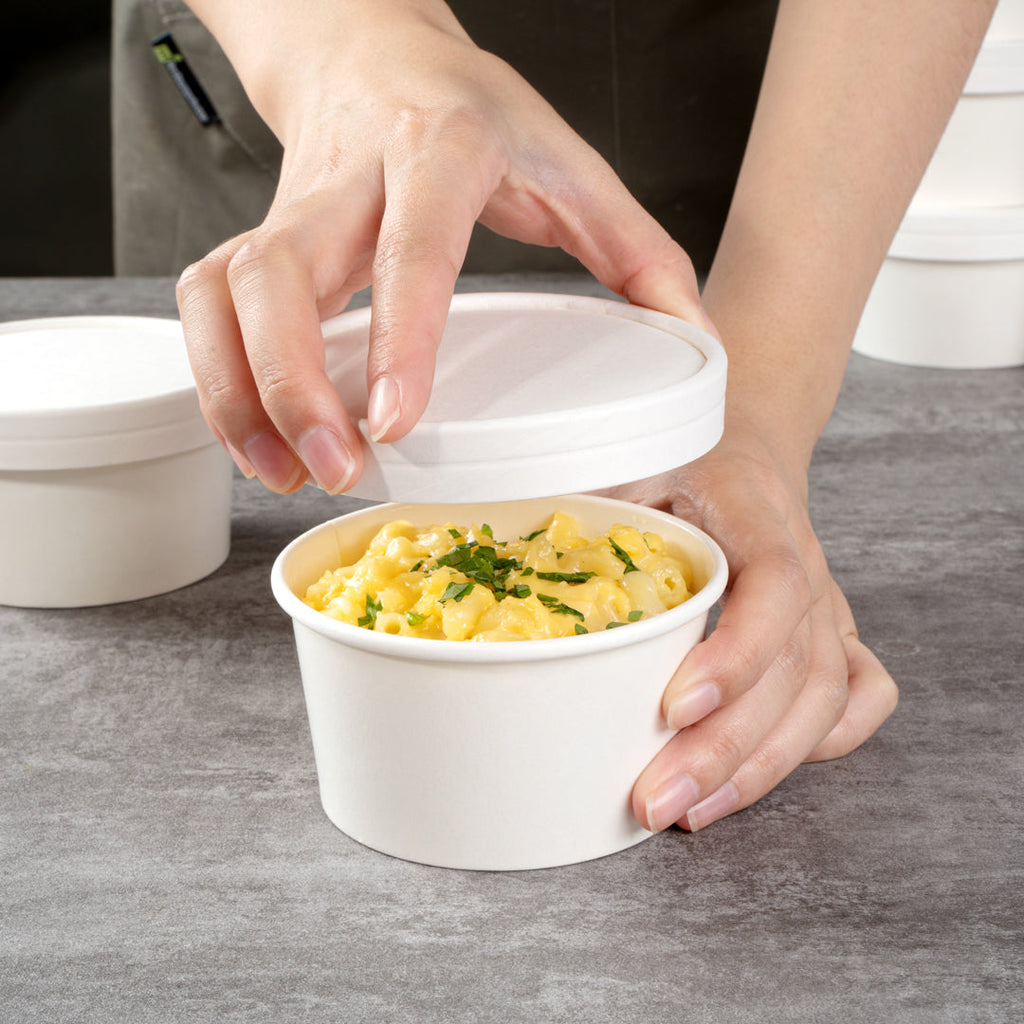 Coppetta Round White Paper To Go Cup Lid - Fits 8 oz - 200 count box