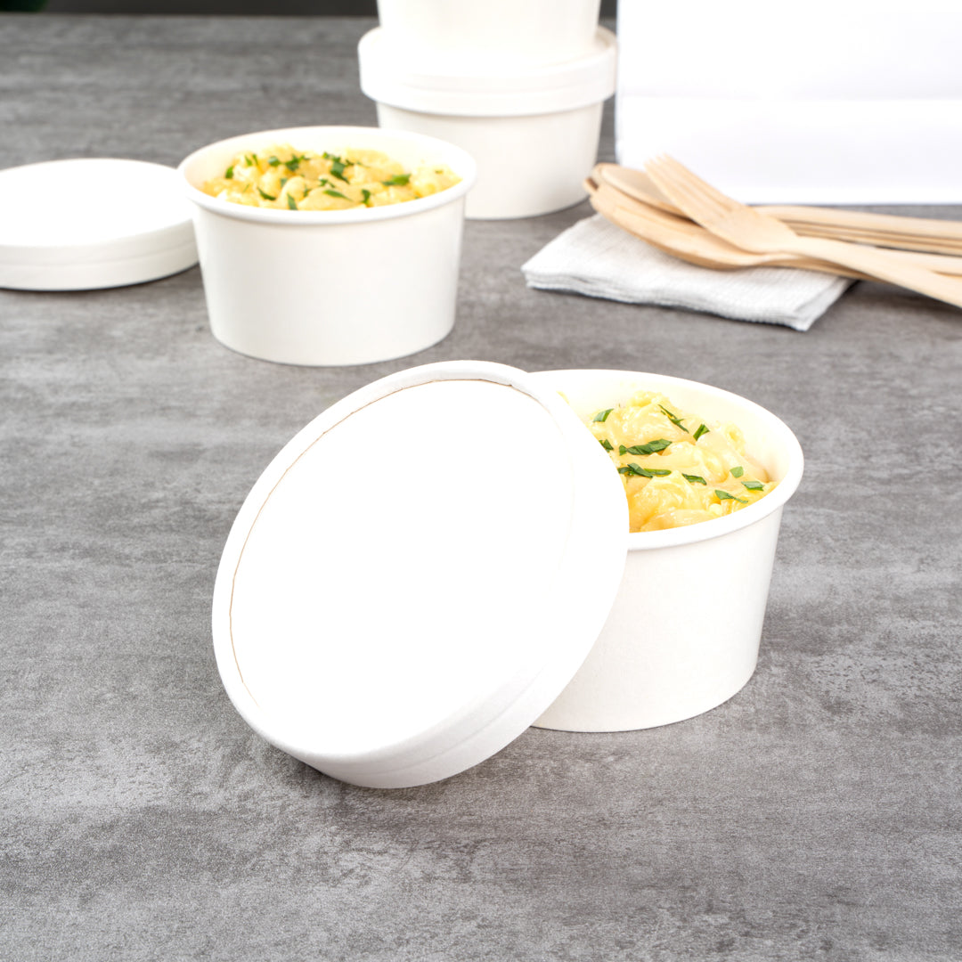 Coppetta Round White Paper To Go Cup Lid - Fits 8 oz - 200 count box