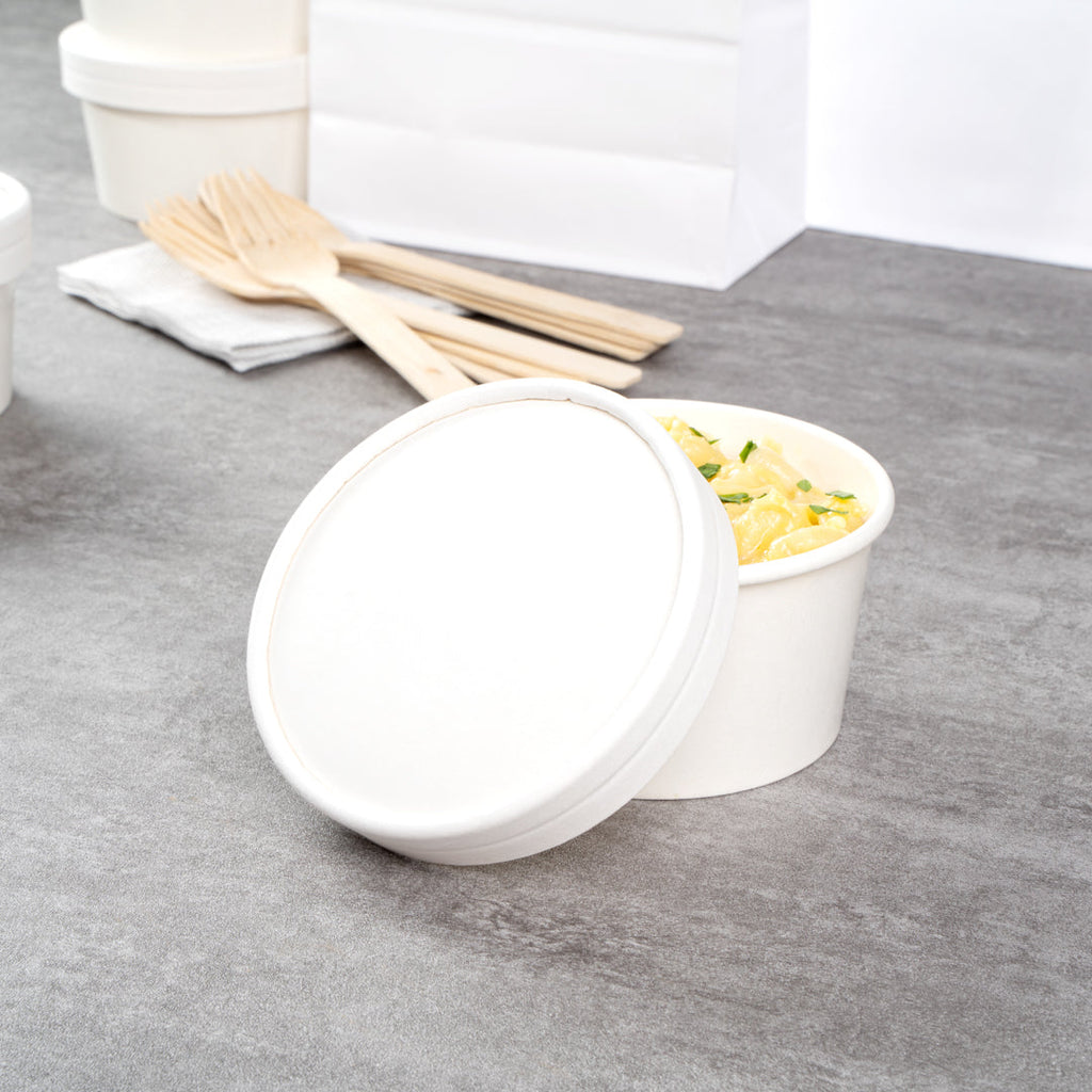 Coppetta Round White Paper To Go Cup Lid - Fits 8 oz - 200 count box