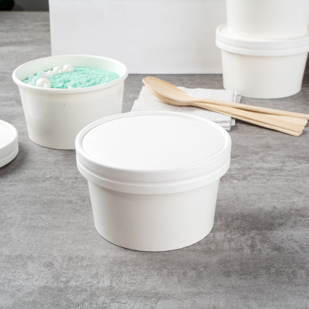 Coppetta Round White Paper To Go Cup Lid - Fits 12 oz - 200 count box