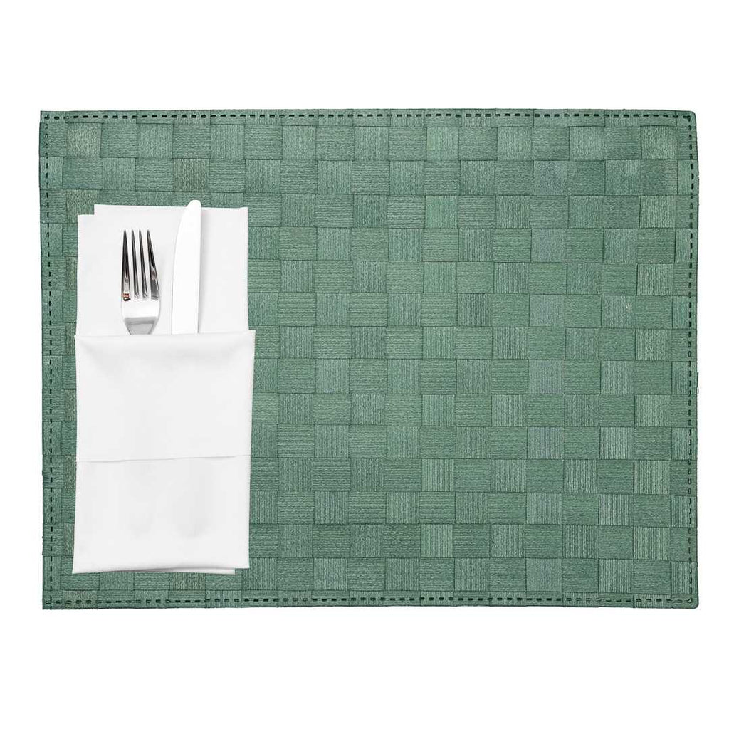 Macroweave Rectangle Green Woven Placemat - 16" x 12" - 6 count box