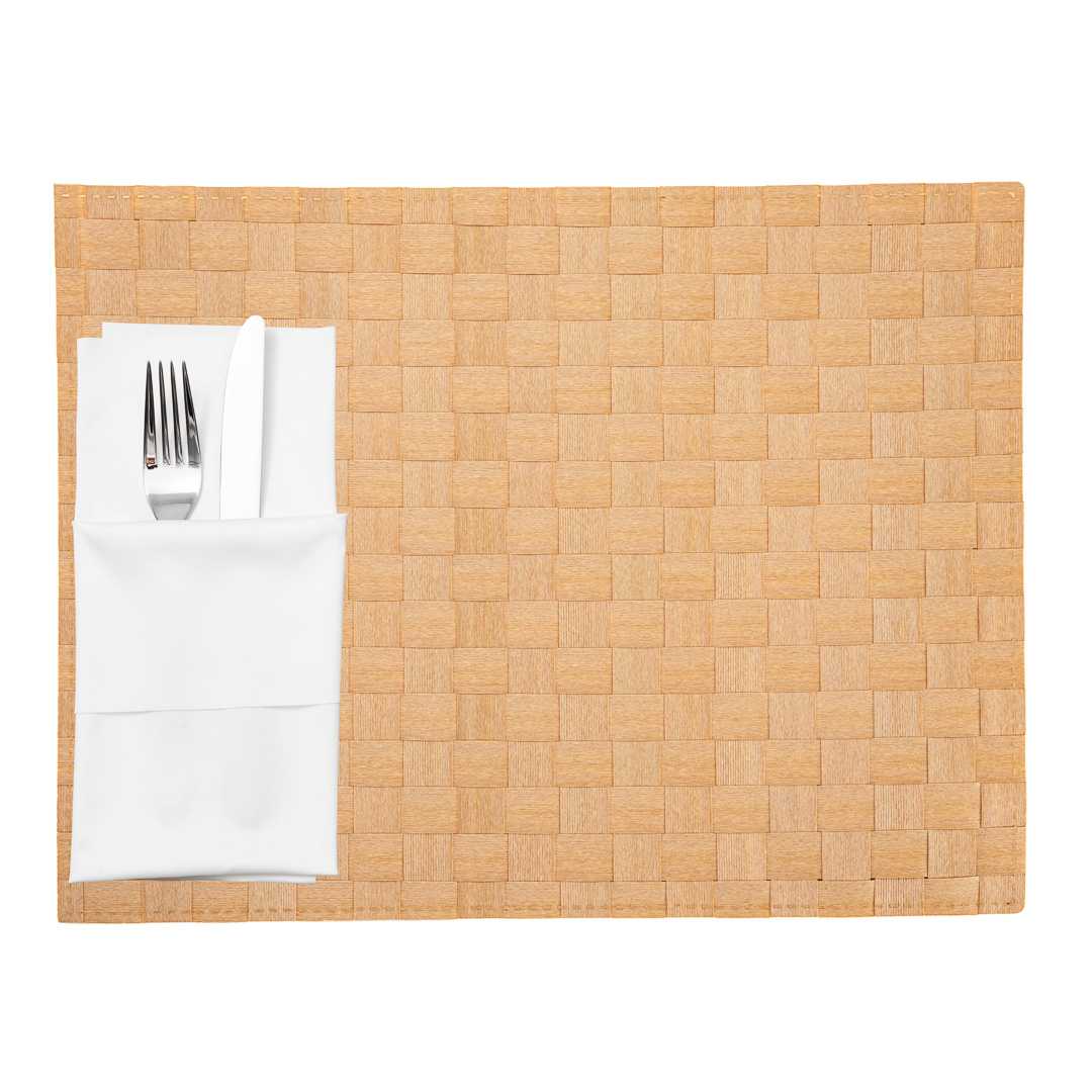 Macroweave Rectangle Gold Woven Placemat - 16" x 12" - 6 count box