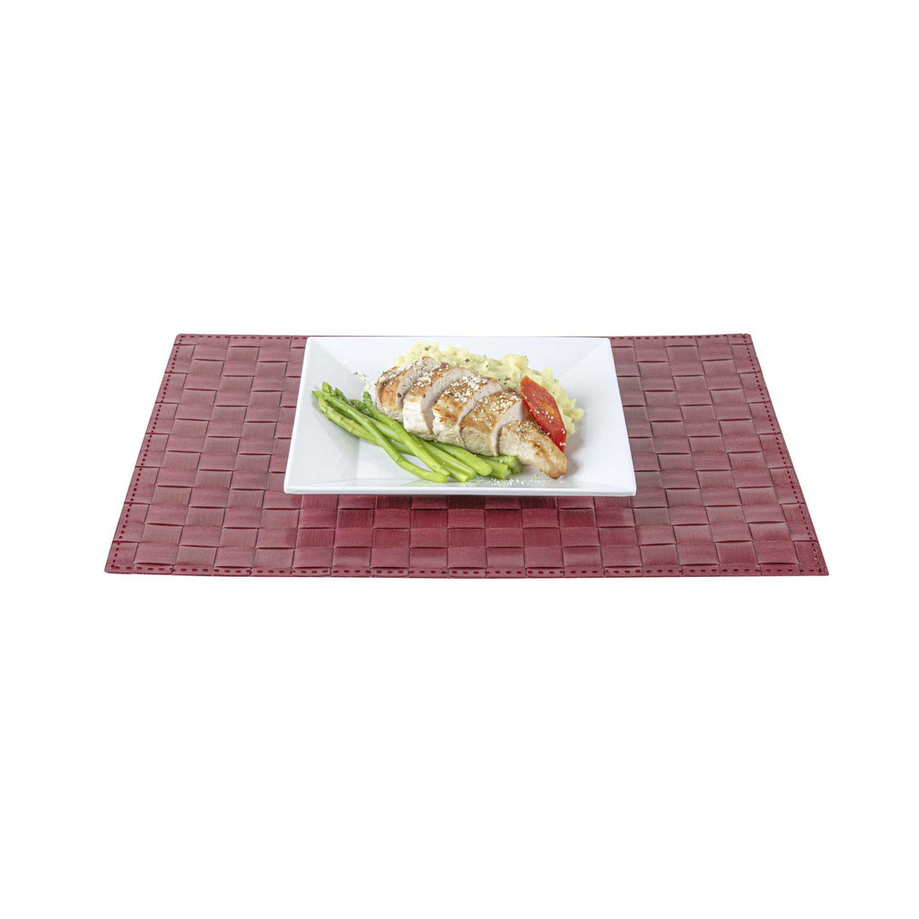 Macroweave Rectangle Red Woven Placemat - 16" x 12" - 6 count box