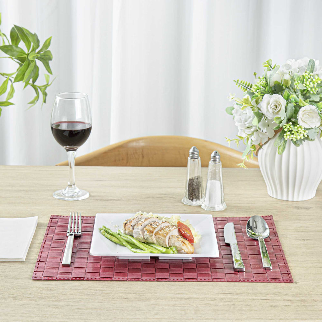 Macroweave Rectangle Red Woven Placemat - 16" x 12" - 6 count box
