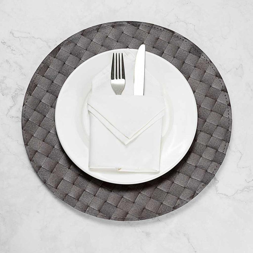 Macroweave Round Dark Brown Placemat - 15" x 15" - 6 count box