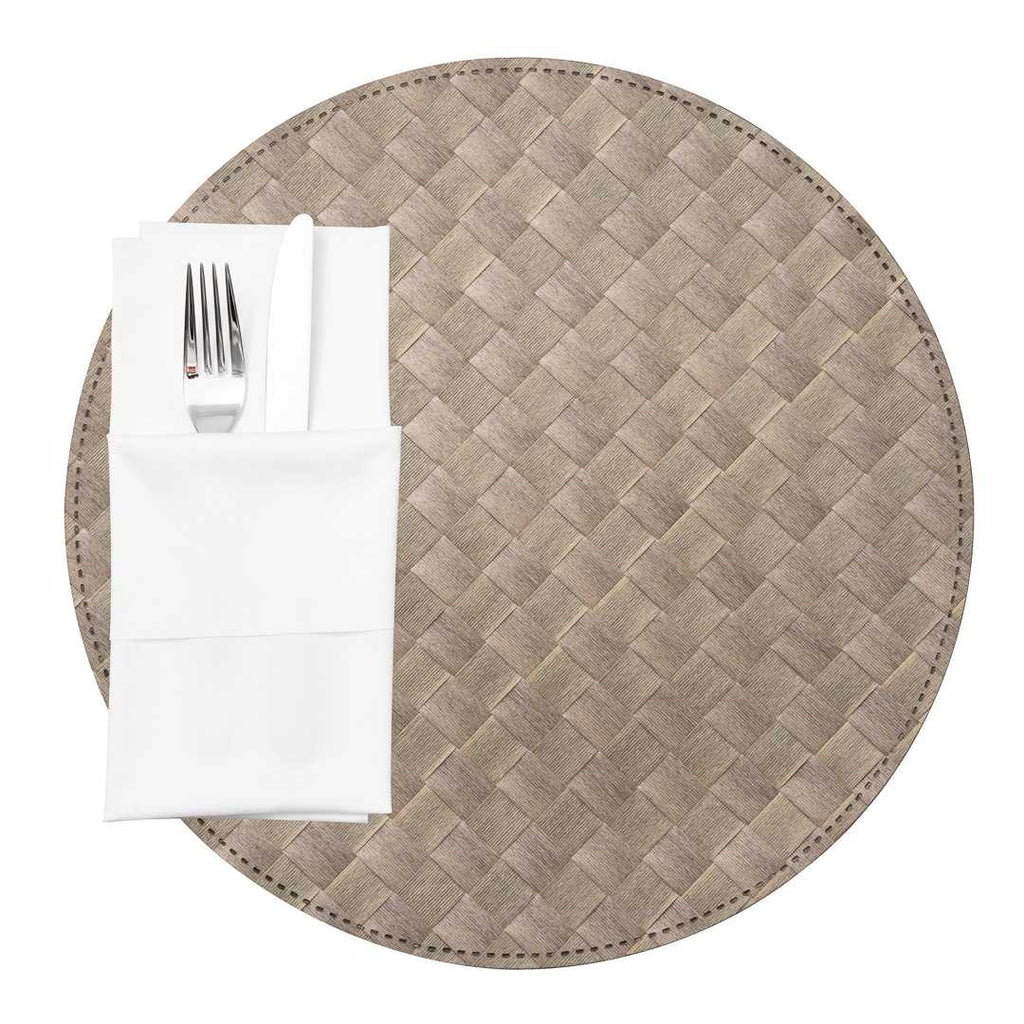 Macroweave Round Light Brown Placemat - 15" x 15" - 6 count box