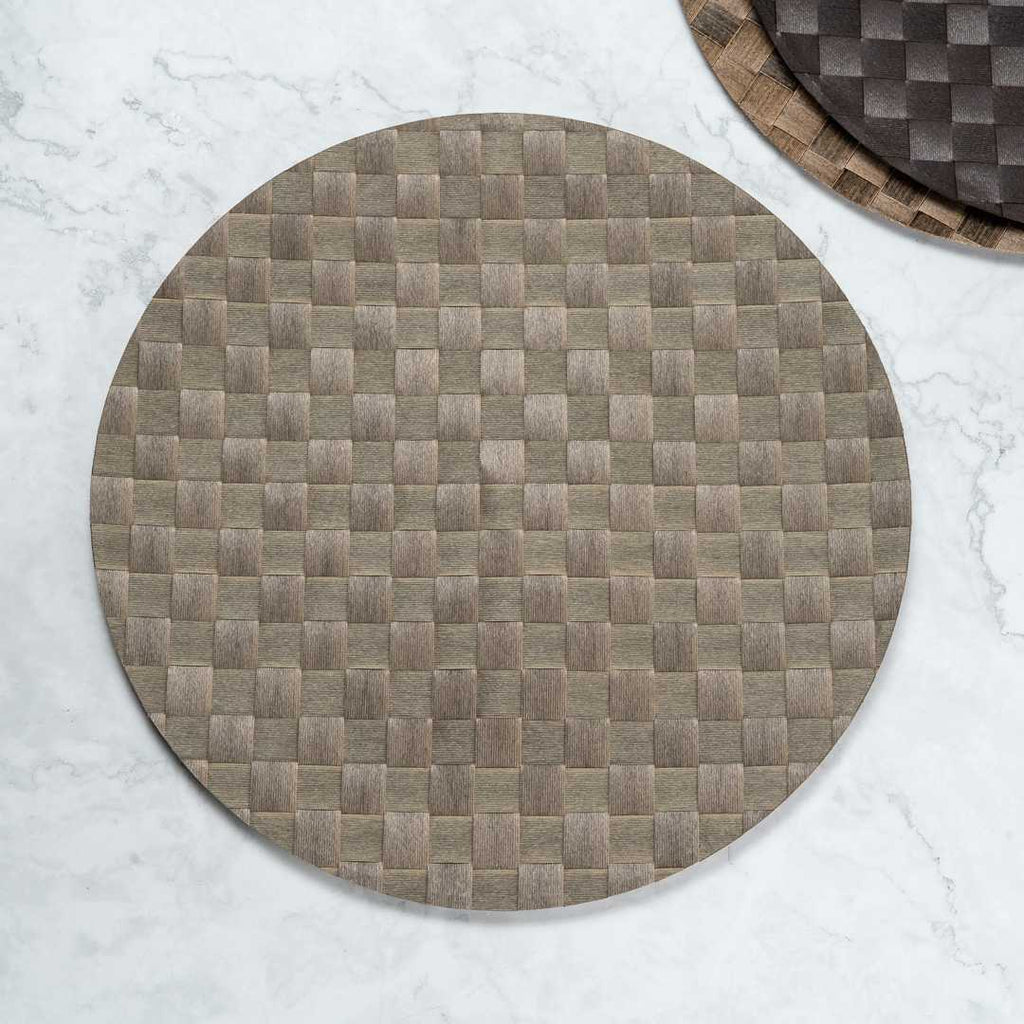 Macroweave Round Light Brown Placemat - 15" x 15" - 6 count box