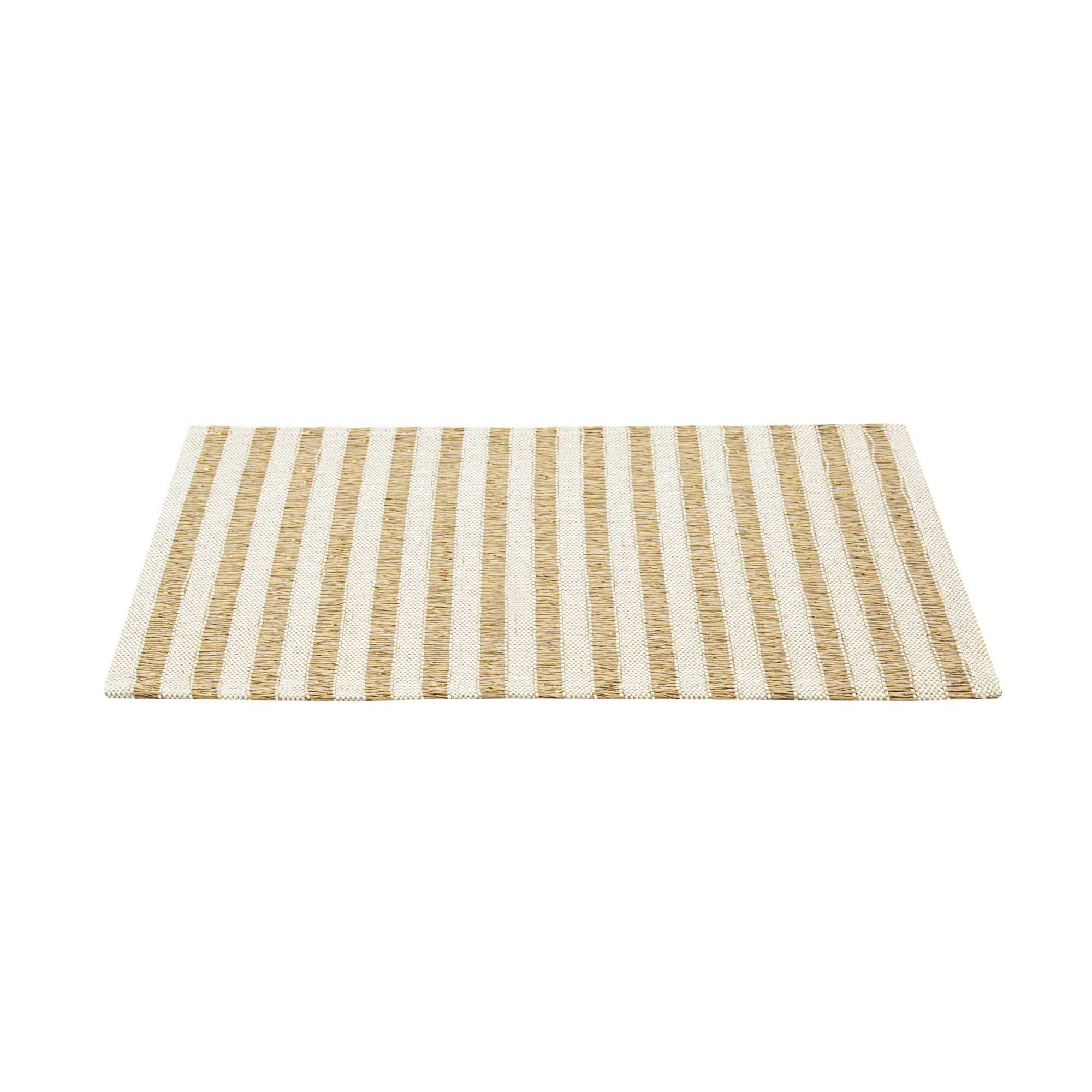Carmel Mesh Light Brown Striped Placemat - 16" x 12" - 6 count box