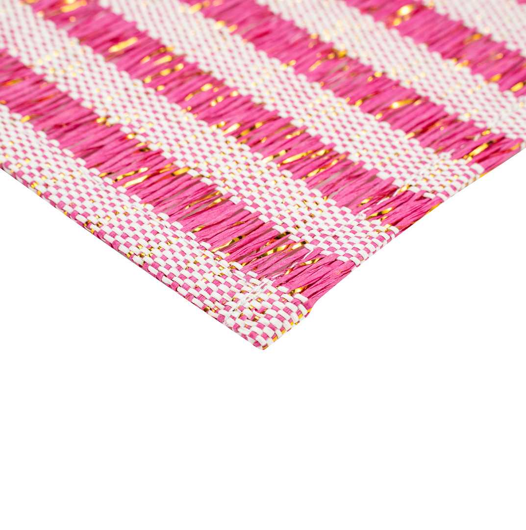 Carmel Mesh Pink Striped Placemat - 16" x 12" - 6 count box