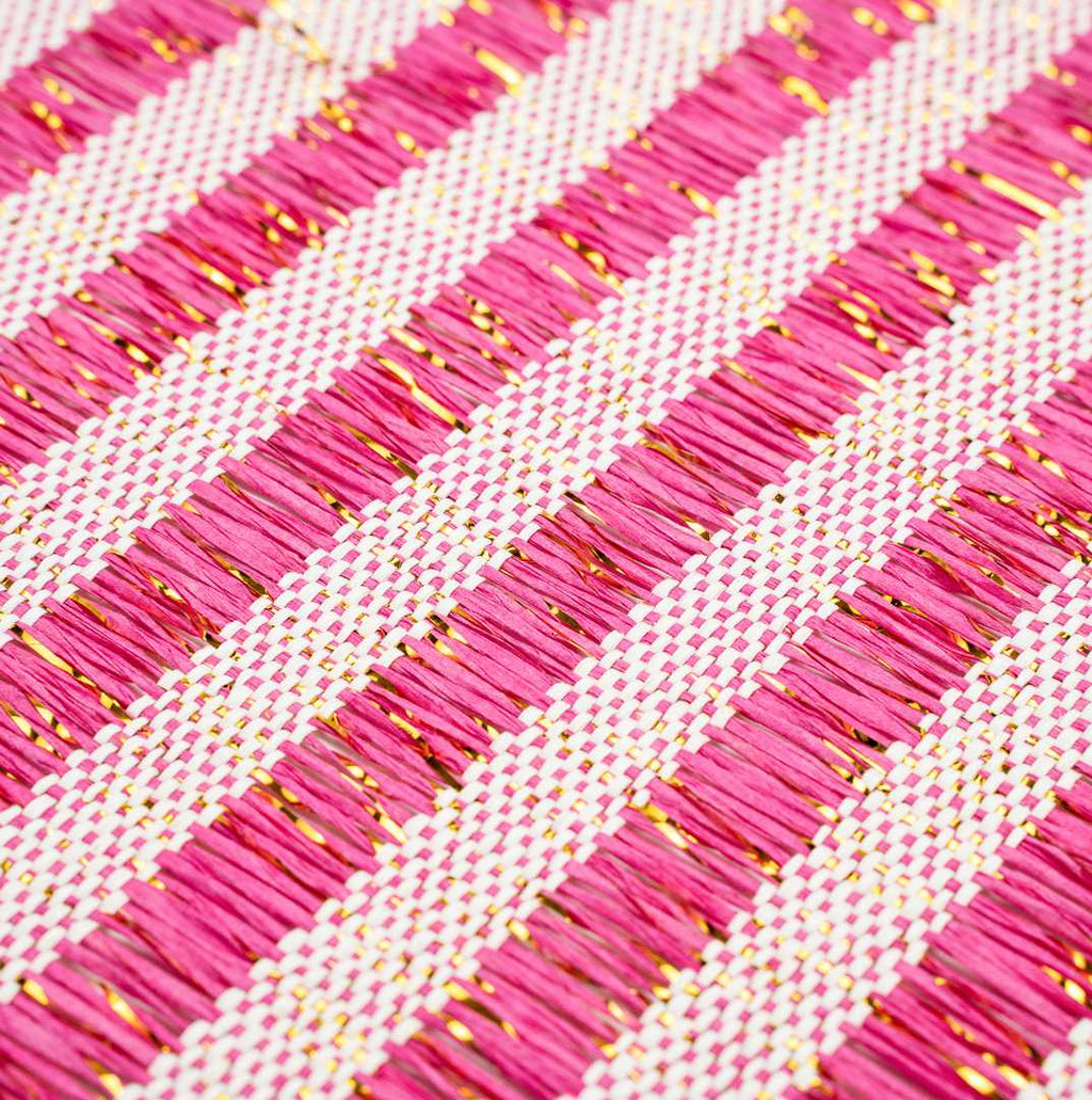 Carmel Mesh Pink Striped Placemat - 16" x 12" - 6 count box