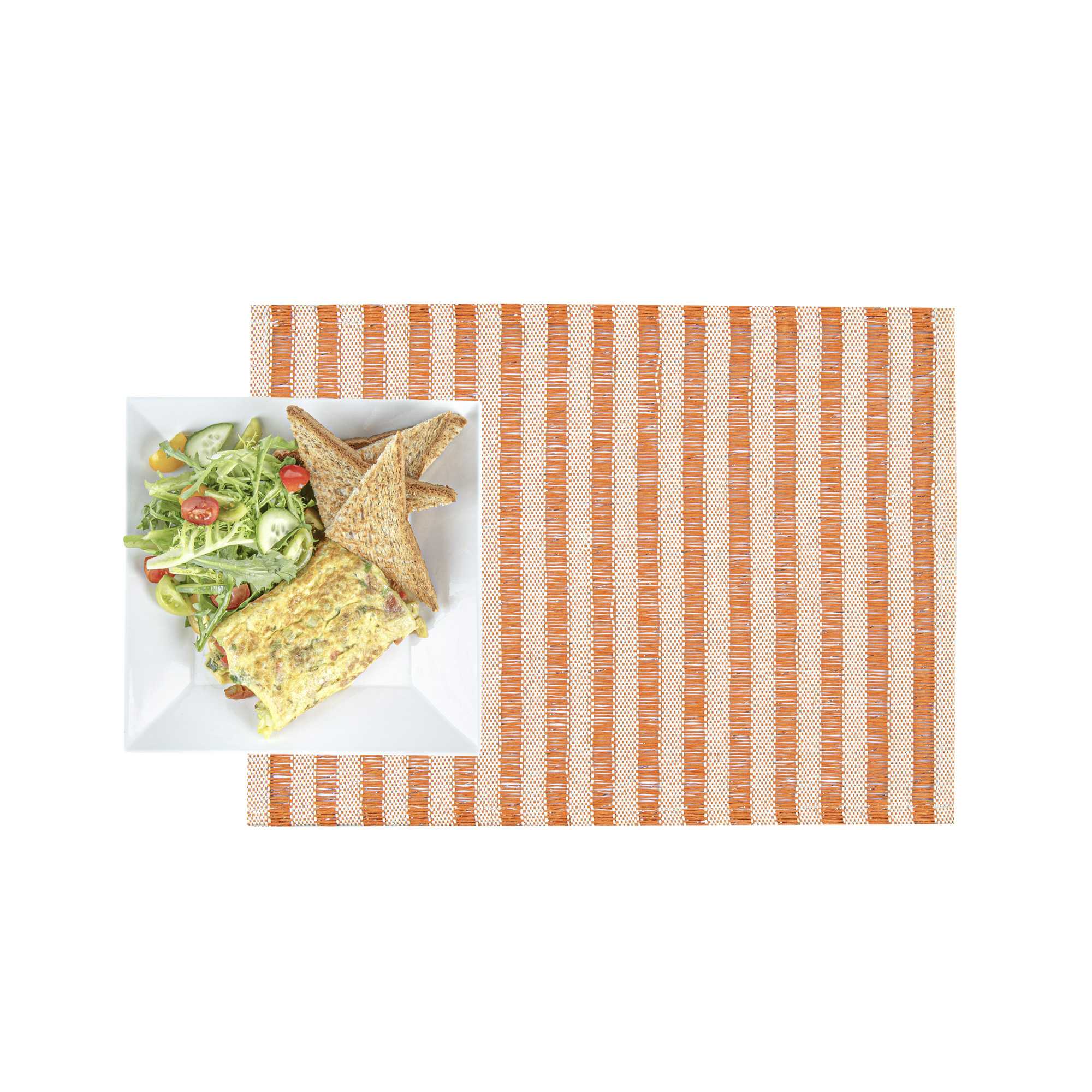 Carmel Mesh Orange Striped Placemat - 16" x 12" - 6 count box