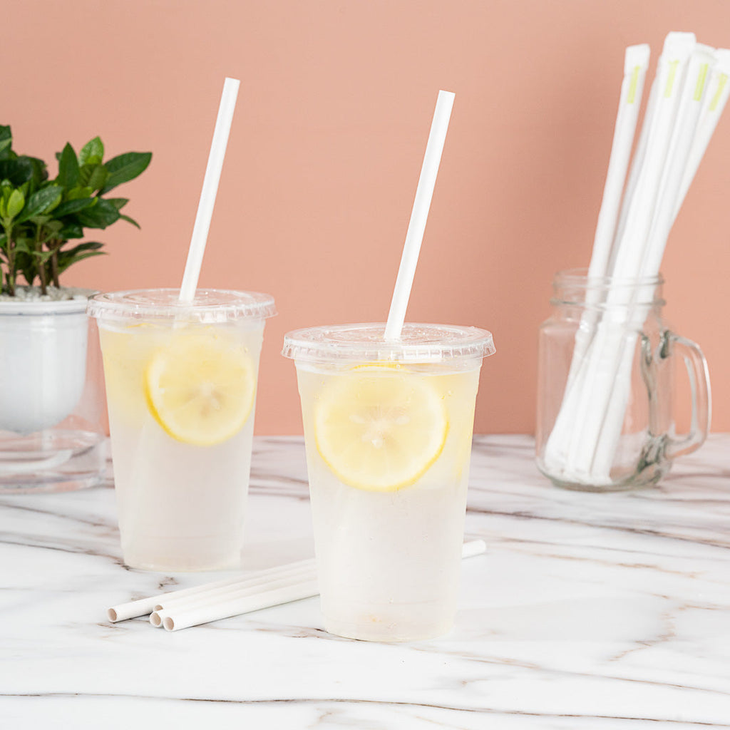 Bev Tek White Paper Straw - Wrapped, Biodegradable, 7.5mm - 10" - 1000 count box